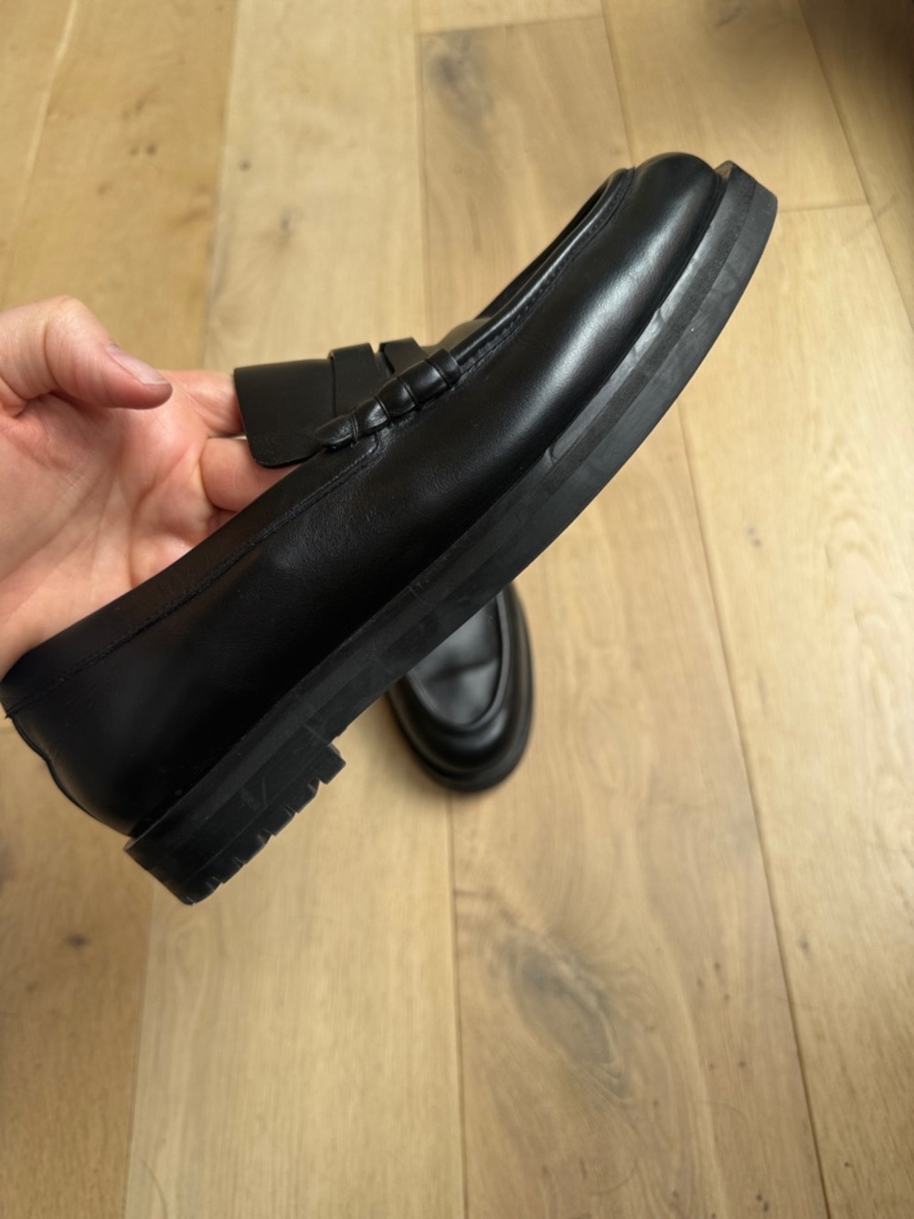 Dear Frances Black Leather Classic Penny Loafers - Picture 3 of 5